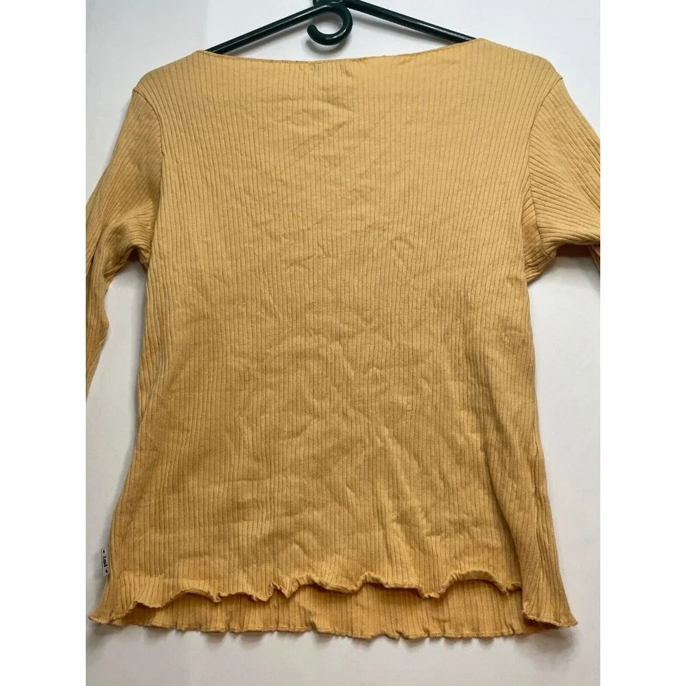 L.E.I. long sleeve shirt womens XL ribbon boat collar LEI L4F27000 tan new - Picture 7 of 11